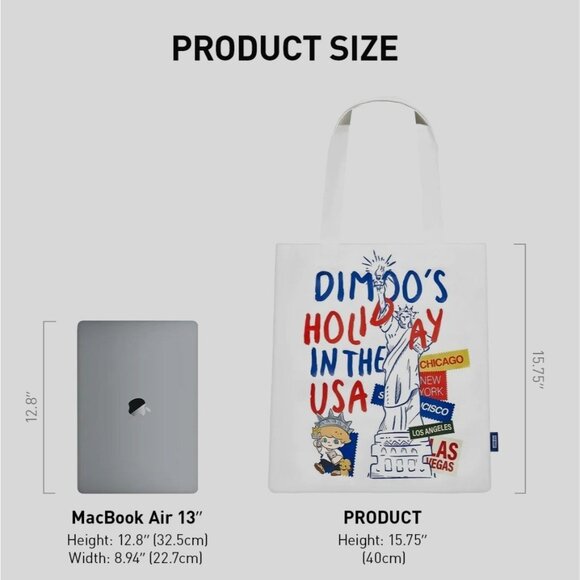 New Dimoo's Holiday in the USA Canvas Tote Bag Pop Mart No Longer Available - Picture 4 of 4
